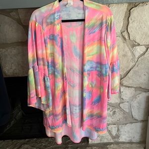 Multicolor tye dye cardigan flowy sleeves